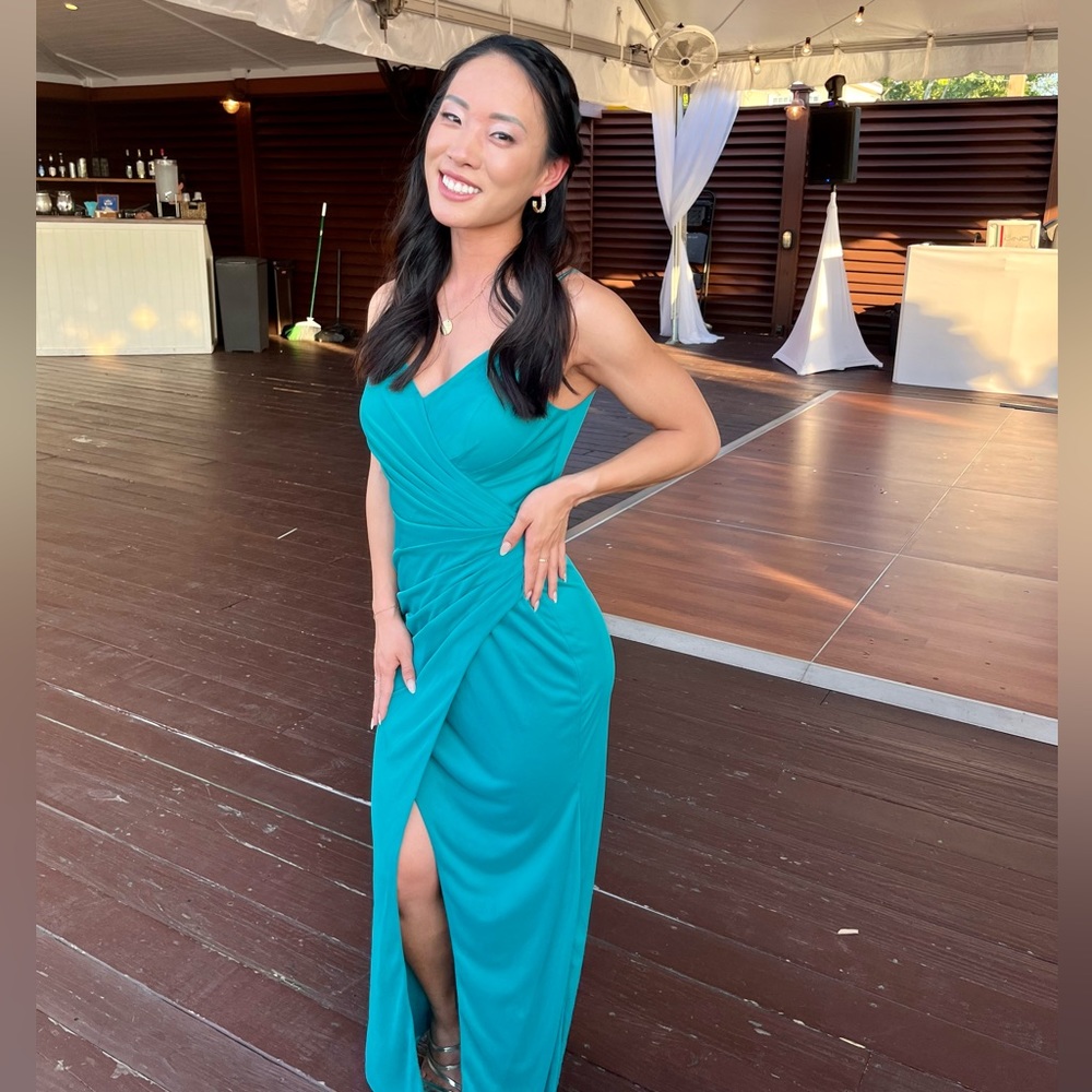 Azazie Jade Teal Blue dress size 4 (small)